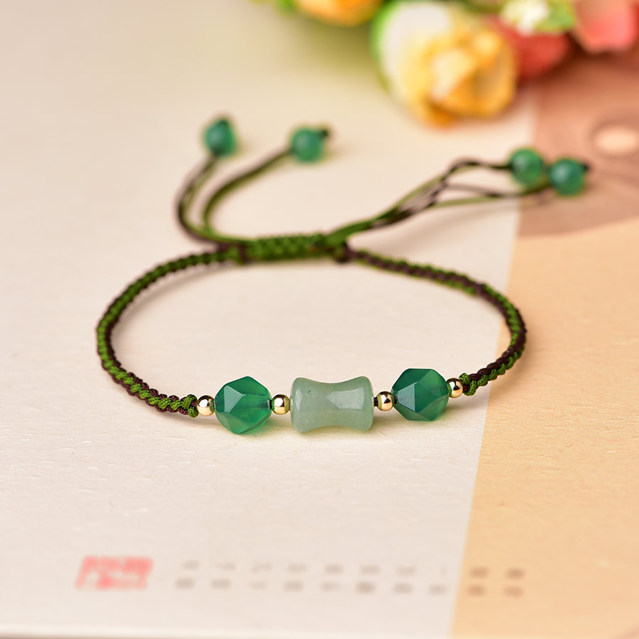 Beading - 녹색 천연 옥 비즈 팔찌 여성을위한