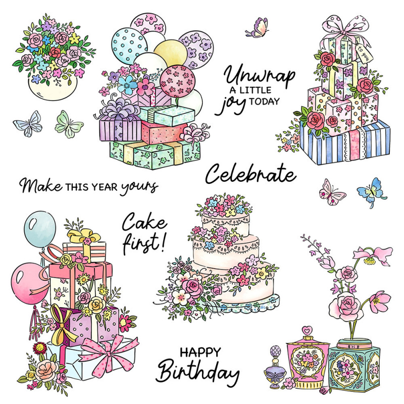 Clear Silicone Stamps For Card Making - 케이크 플라워 투명 실리콘 스탬프 금속