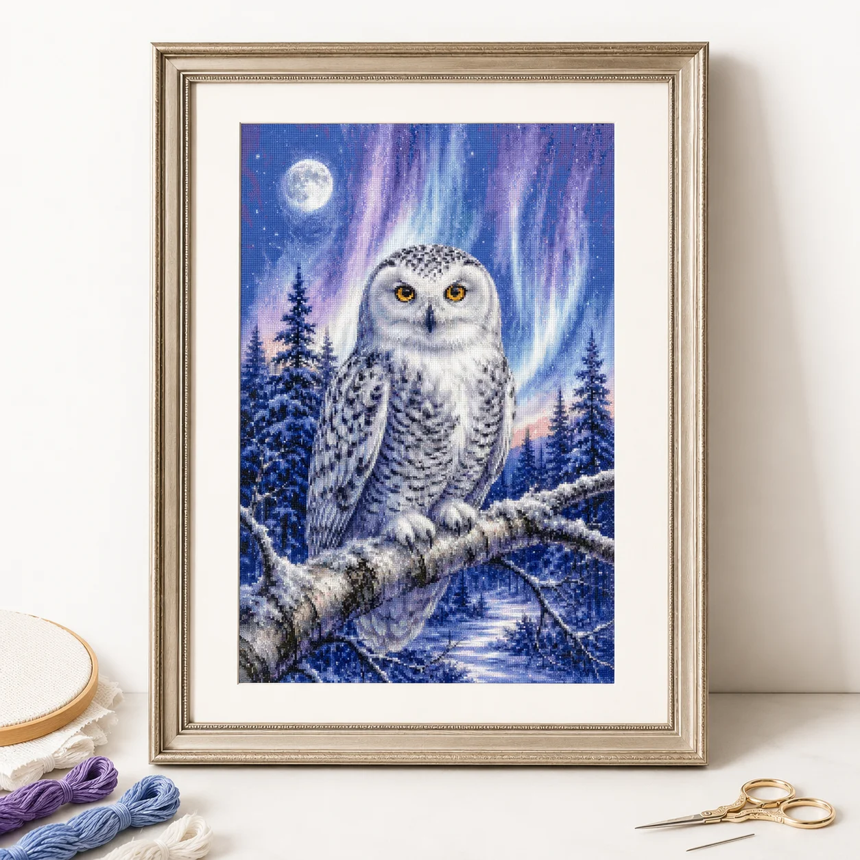 Cross Stitch Stamped Kits Beginners - [ZZ8820-겨울 시계 올빼미] | 초보자를 위한