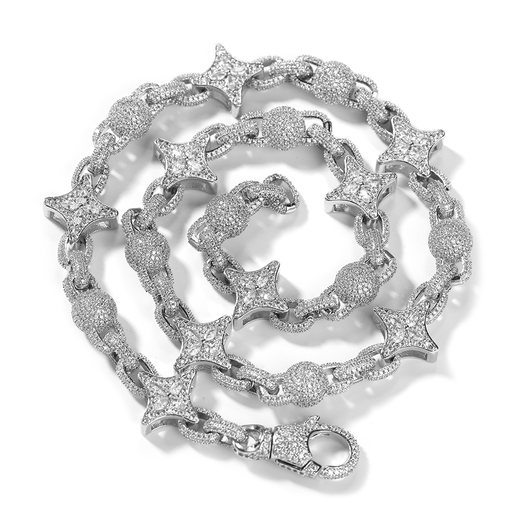 UWIN 스타 비드 목걸이 네개 별 체인 풀 아이스드  - Beading 리뷰 및 가격