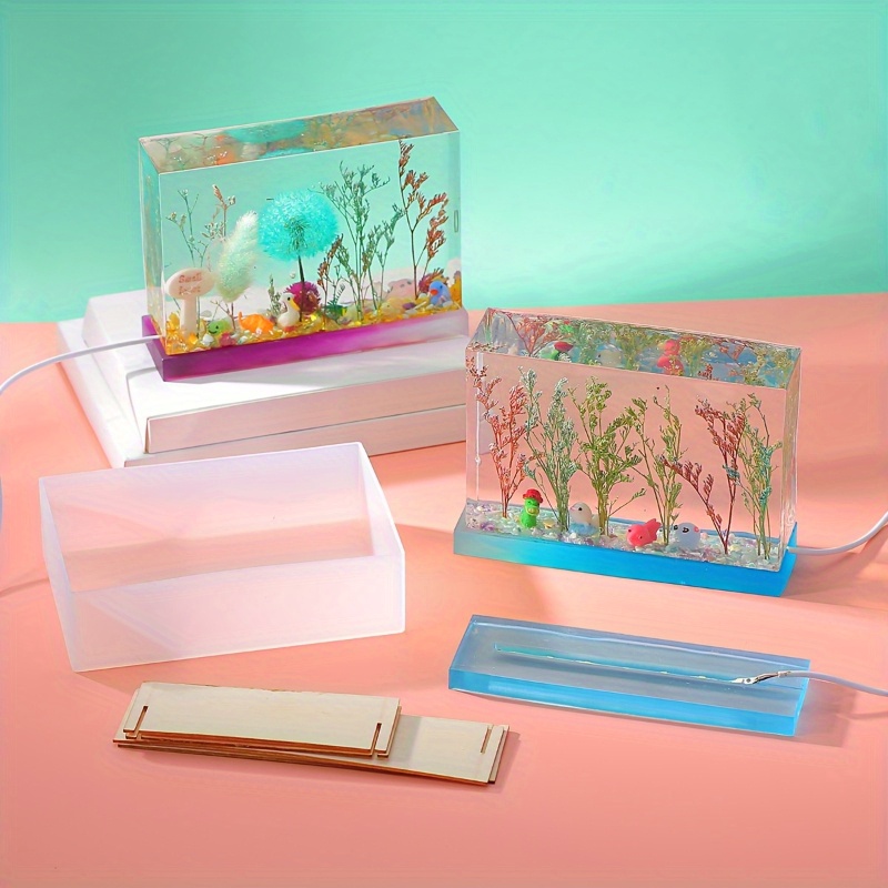 받침대와 함께 제공되는 6개의 사각형 실리콘 몰드 세트 - Silicone Epoxy Resin Molds Set 리뷰 및 가격